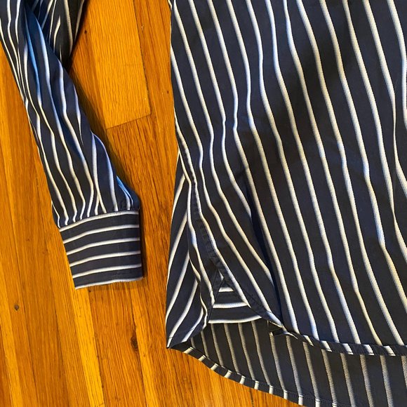 Michael Kors Men's Dress Shirt 100% Cotton Blue/White Size L - Picture 4 of 5